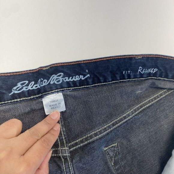 Eddie Bauer Men’s T44X34 Denim Jeans Blue Relaxed Fit Medium Wash 100% Cotton - Picture 10 of 16